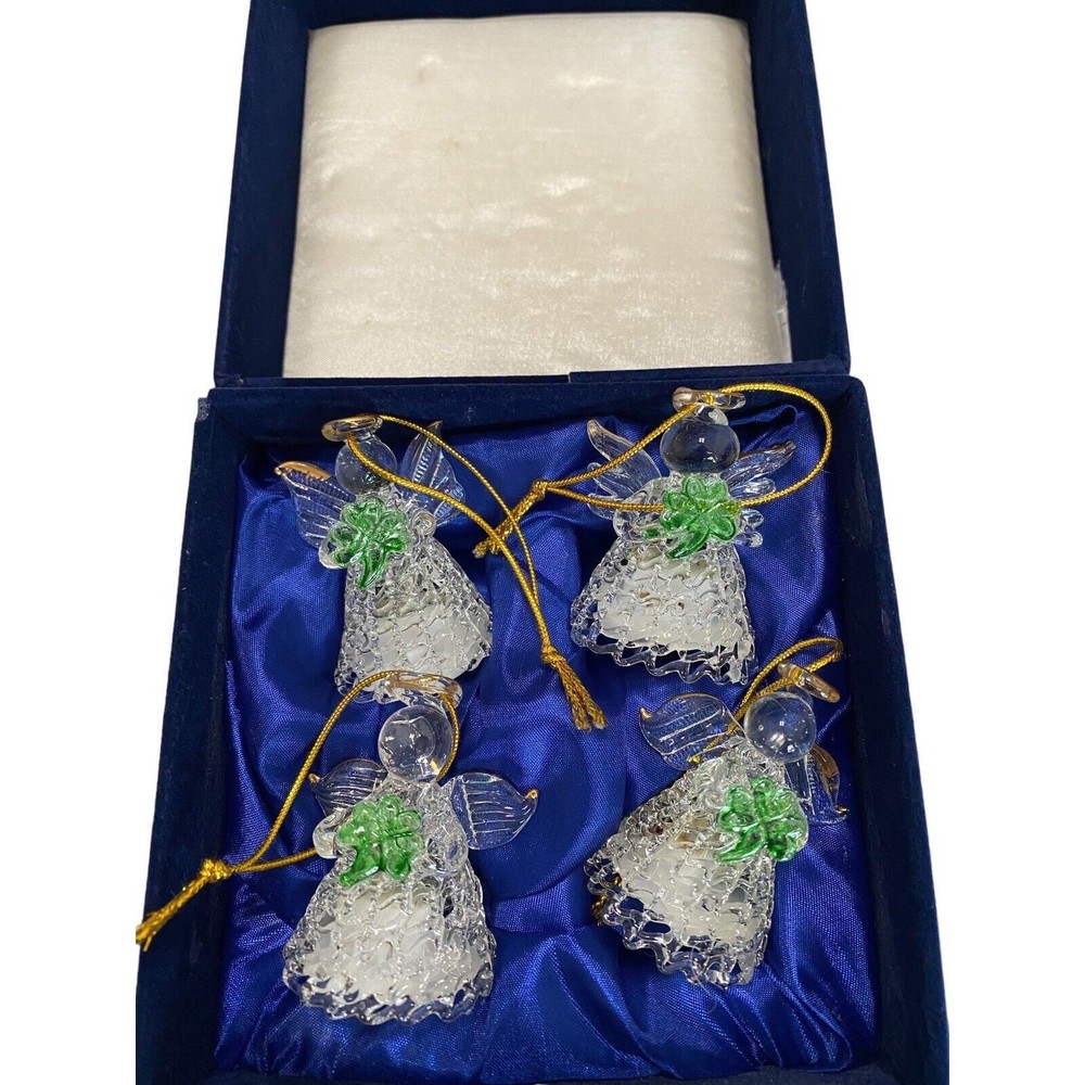 Vtg Lot of 4 Glass Angel Ornaments Christmas Color Changing Gold Green Clover - Picture 2 of 14
